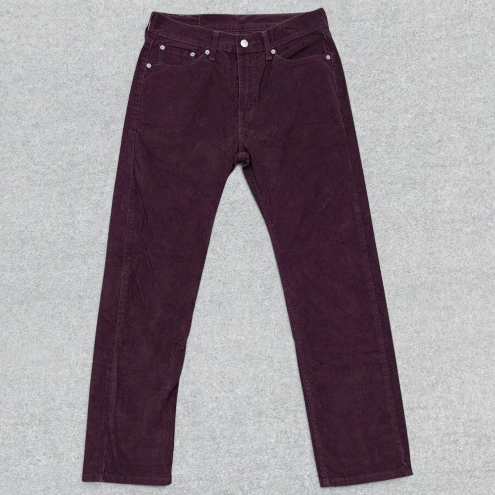 Levi's 505 Pants Men's 30x30 Maroon Corduroy Regular Fit Straight Leg Stretch